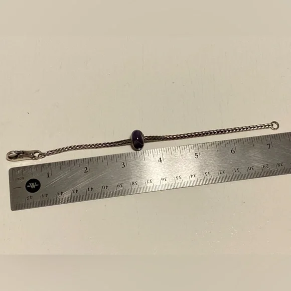 Trollbeads Sterling Bracelet+ Clasp + Glass Bead L 7.5” - Picture 4 of 8